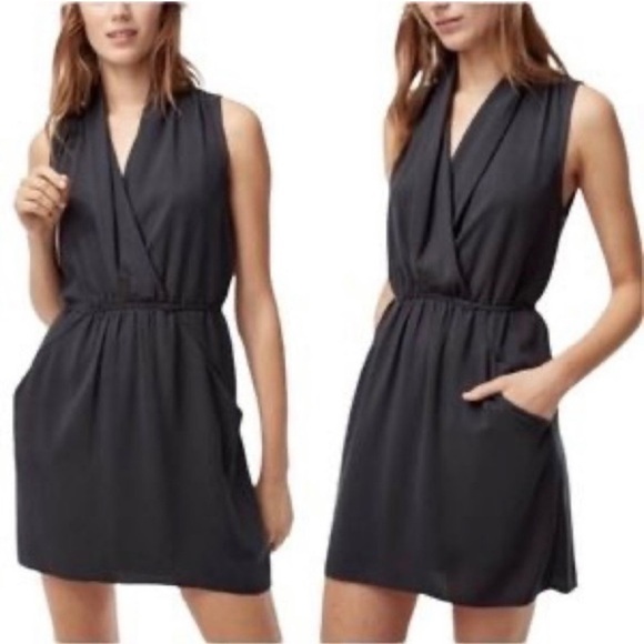 ARTIZIA Wilfred Sabine Diamond Print Drop Waist Mini Black Dress Size XXS - Picture 2 of 13